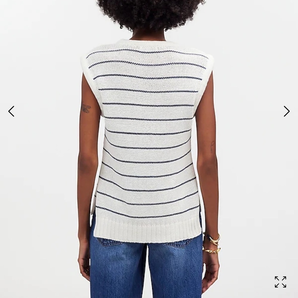 Madewell Puff-Trim Sweater Vest in Stripe NQ977 - Picture 1 of 5